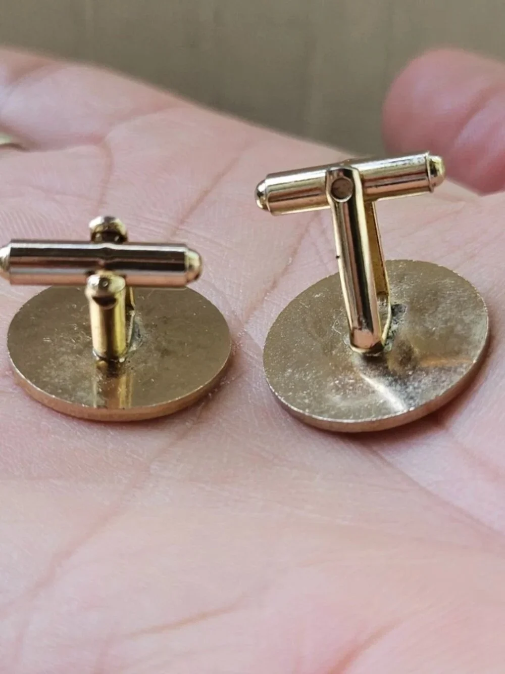 Vintage Cufflinks Gold Tone Round Shape Men Shirt Cuff Links Stud Unbranded